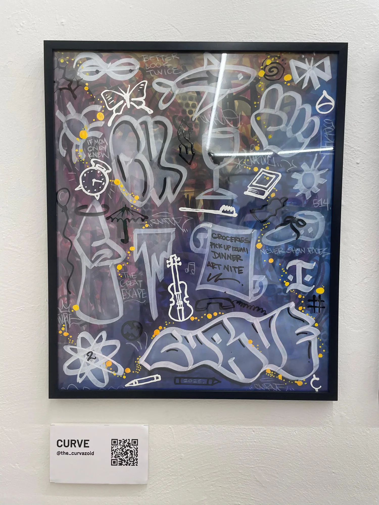 A framed piece on display at the show