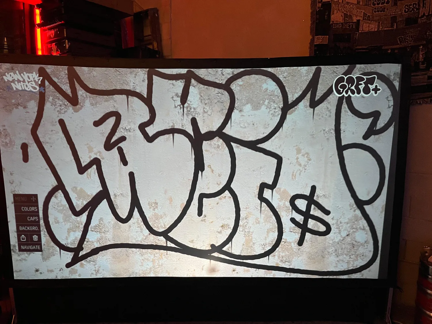 Outline tags layered across the digital graffiti wall