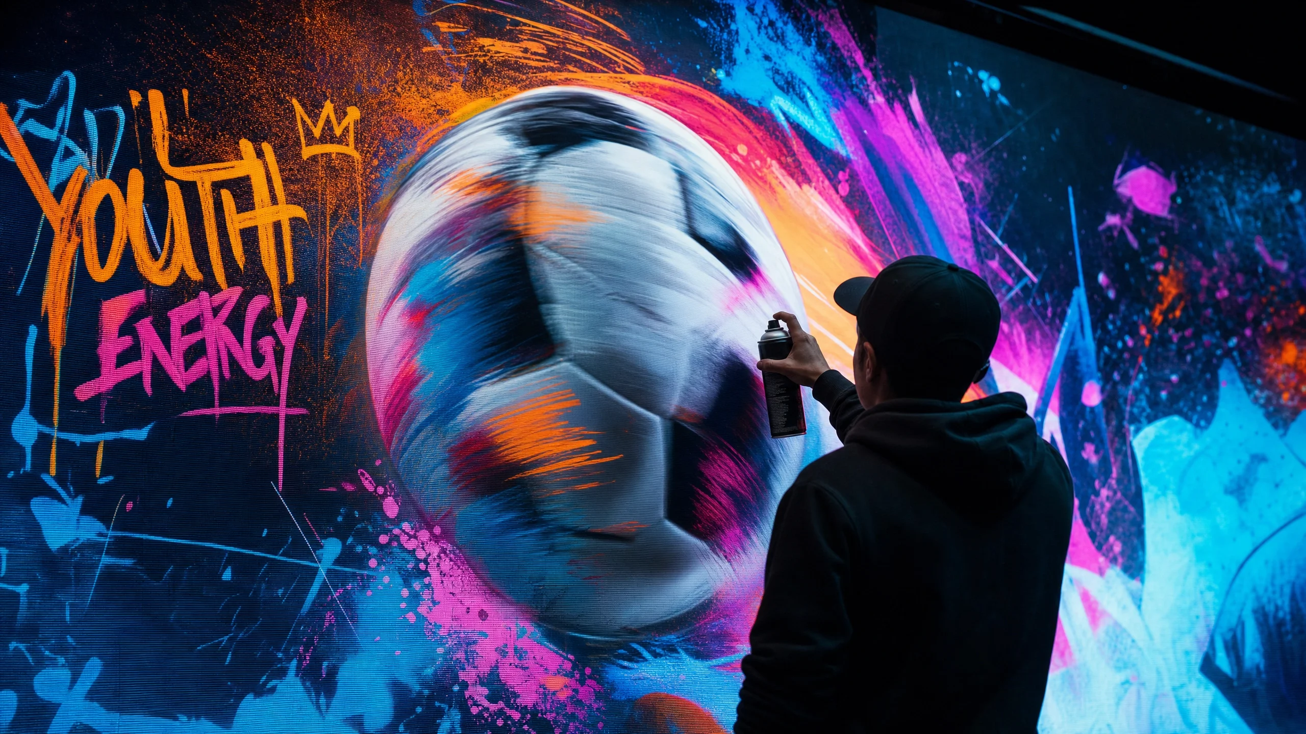 Animated elements and motion graphics on digital graffiti wall